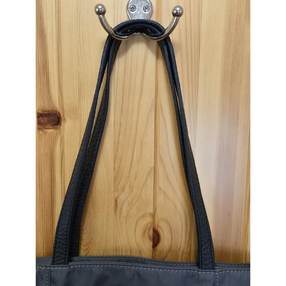 PAUL & JOE SISTER GREY & BLACK NYLON TOTE BAG SHOPPER CAT INTERIOR DOUBLE STRAPS - Picture 4 of 14